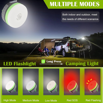 LED Camping Lantern, Rechargeable Light with Magnet Base, 2200 Mah, Survival Kit for Emergency, Hurricane, Outage, Medium Green, 1 Pack