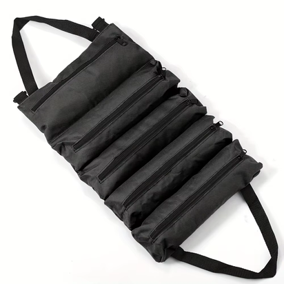 Heavy-Duty Roll-Up Tool Bag - Oxford Fabric Multi-Tool Organizer All-In-One Garage Storage for Mechanics/Electricians/Carpenters