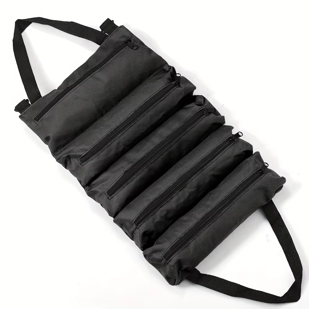 Heavy-Duty Roll-Up Tool Bag - Oxford Fabric Multi-Tool Organizer All-In-One Garage Storage for Mechanics/Electricians/Carpenters