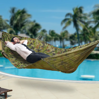 Camping Hammock, Portable Camping Hammock, Anti-Mosquito and Anti-Sun Camping Hammock