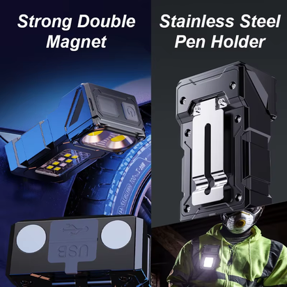 Multifunctional COB Flashlight Ajustable Angle LED Outdoor Torch Portable Keychain Light Magnetic Camping Warning Lamp
