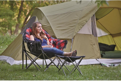 Club Camping Chair, Oversized, Portable, Folding with Padded Seats, 500-Lb. Capacity Red Plaid
