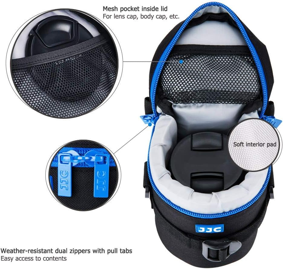 Deluxe Lens Case Pouch for Canon EF 75-300Mm F4.5-5.6/Ef 24-105Mm F4L/Ef 16-35Mm F4L/RF 75-300Mm F4-5.6,Nikon AF-S 24-70Mm F2.8/16-35Mm F4G/70-300Mm F4.5-6.3G & More Lens below 3.15" X 6.1"(D X L)
