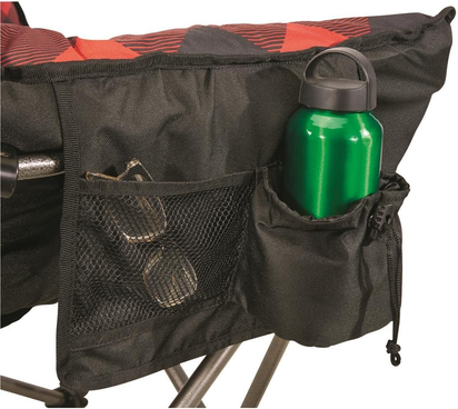Club Camping Chair, Oversized, Portable, Folding with Padded Seats, 500-Lb. Capacity Red Plaid