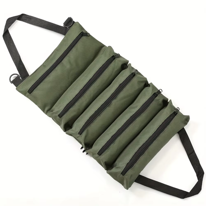 Heavy-Duty Roll-Up Tool Bag - Oxford Fabric Multi-Tool Organizer All-In-One Garage Storage for Mechanics/Electricians/Carpenters
