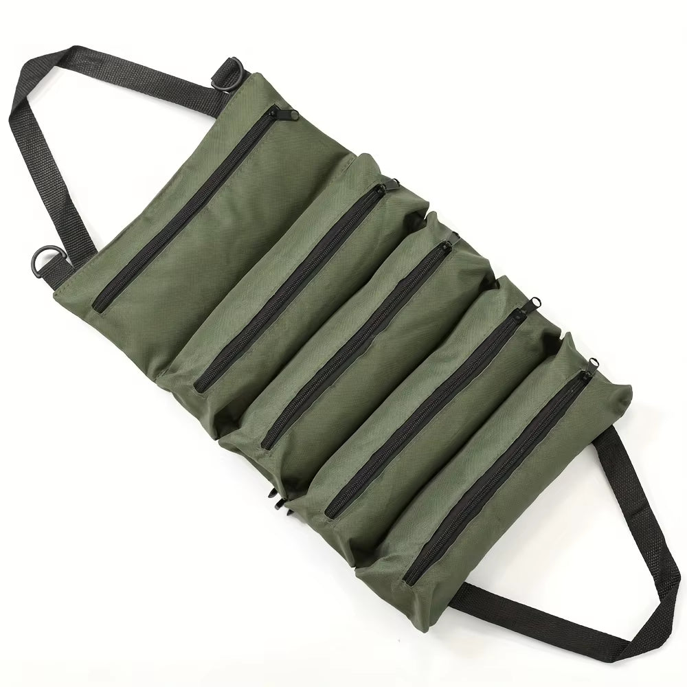 Heavy-Duty Roll-Up Tool Bag - Oxford Fabric Multi-Tool Organizer All-In-One Garage Storage for Mechanics/Electricians/Carpenters