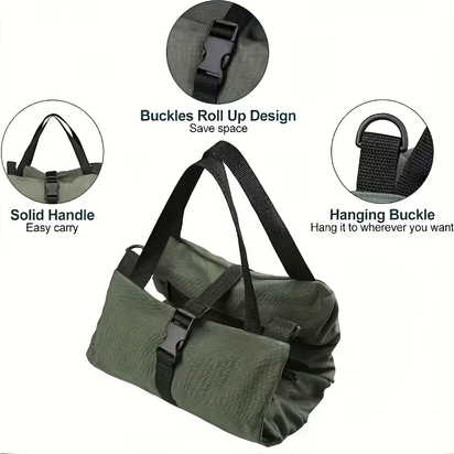 Heavy-Duty Roll-Up Tool Bag - Oxford Fabric Multi-Tool Organizer All-In-One Garage Storage for Mechanics/Electricians/Carpenters
