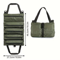 Heavy-Duty Roll-Up Tool Bag - Oxford Fabric Multi-Tool Organizer All-In-One Garage Storage for Mechanics/Electricians/Carpenters